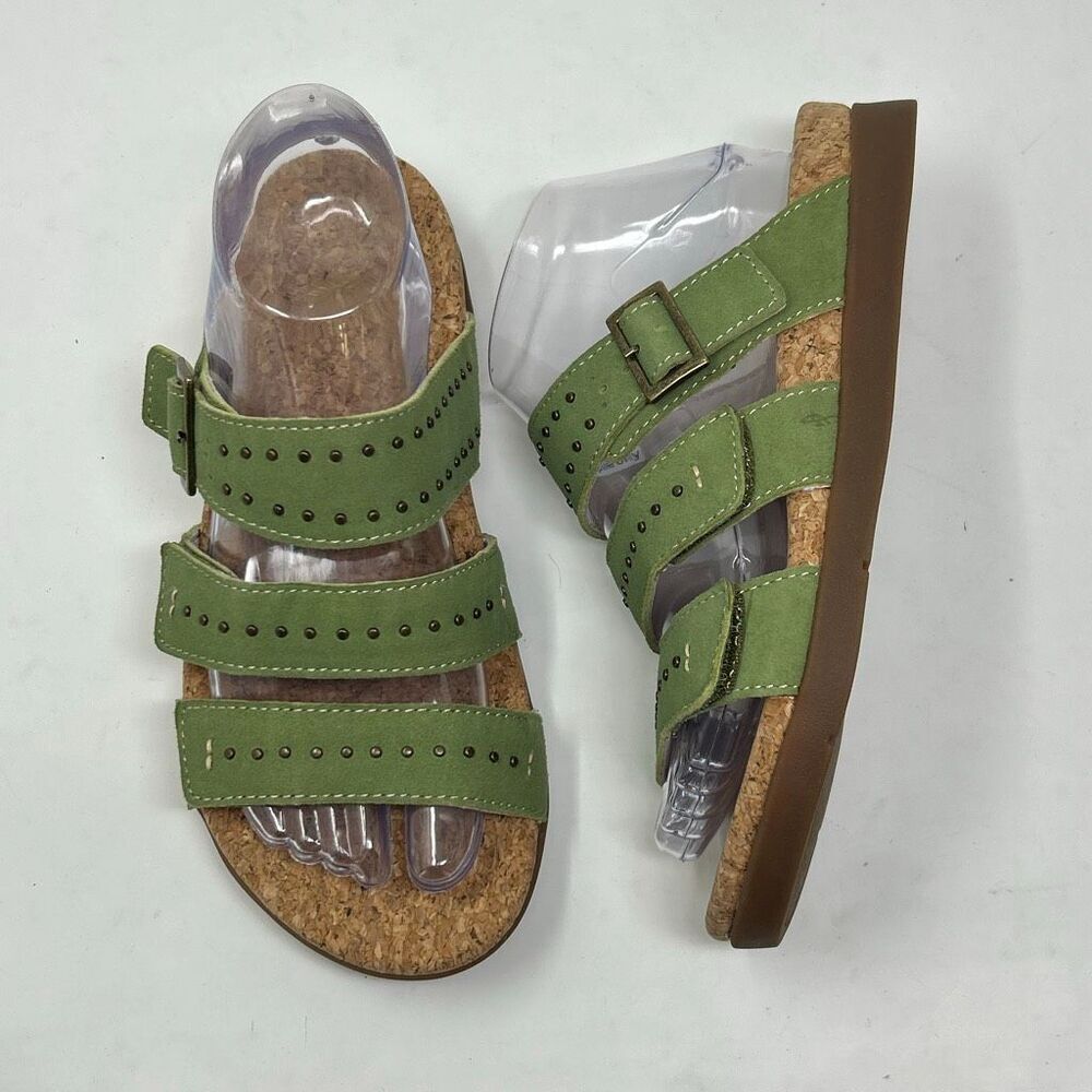 Spenco Revitalign Spring Slides Sandals Womens Sz 7 Suede Olive Green